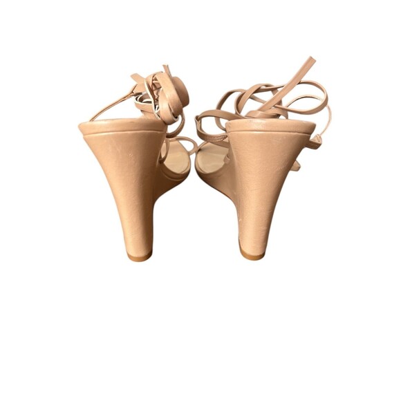 SCHUTZ Women's Deonne Casual Nappa Leather Sandal 8.5 Beige Strappy Wedge - Picture 4 of 6